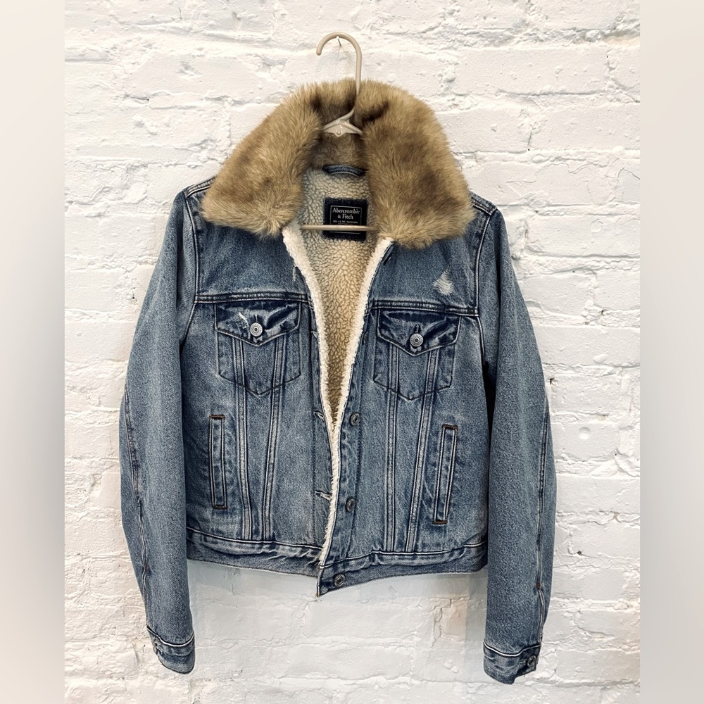 Abercrombie & Fitch Sherpa Denim Jacket, Size S, Worn Once